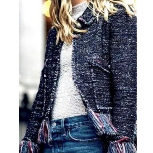 Multicolor Fringe Tweed Jacket - Picture 4 of 11